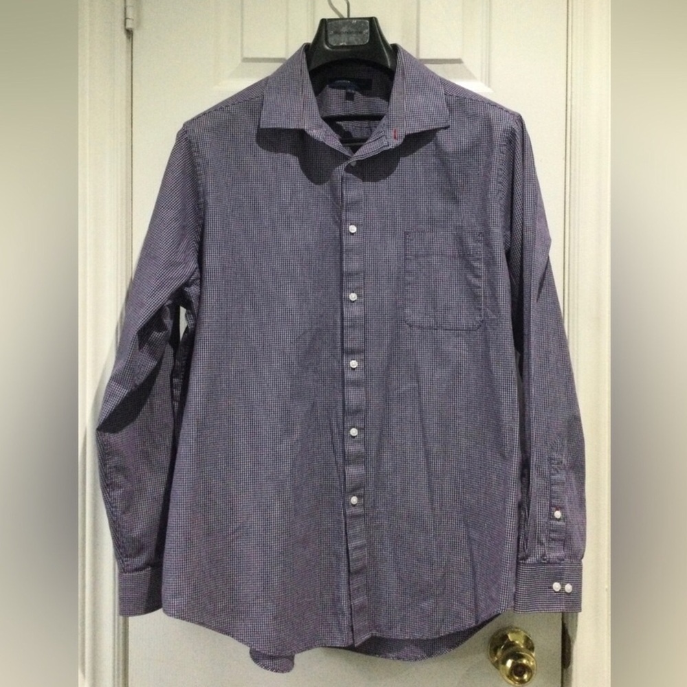 Tommy Hilfiger Men's Purple And White Cotton Dress Shirt